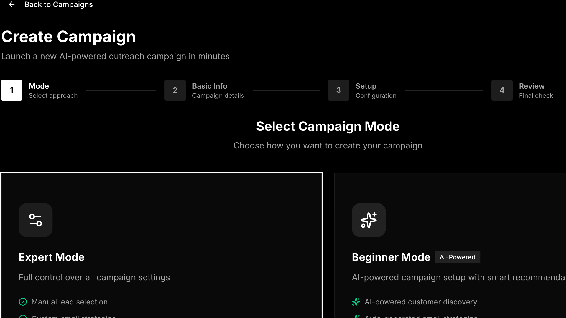 Mode Selection - Expert