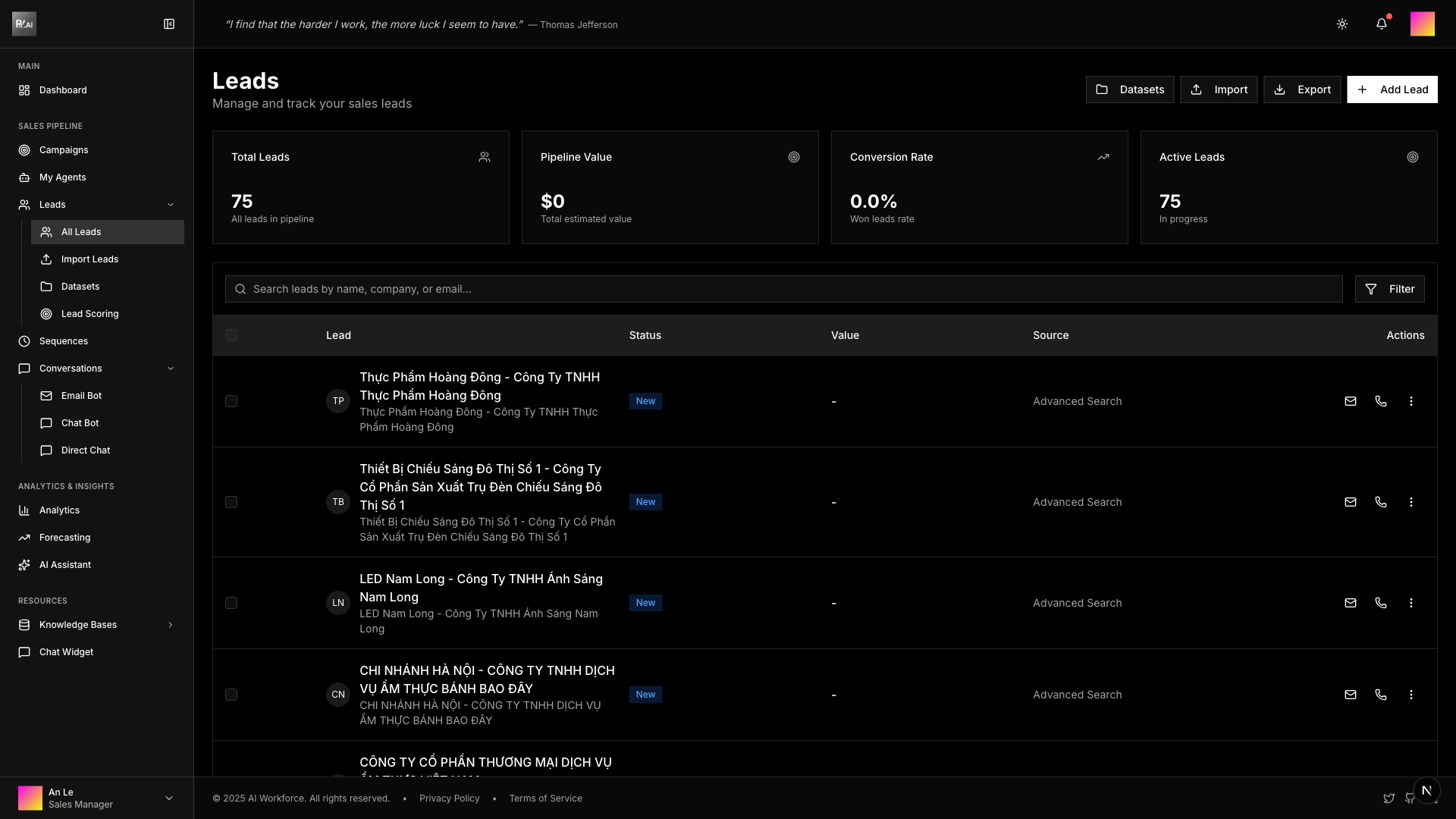 Leads List View